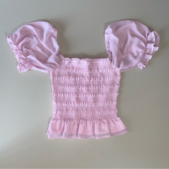 Leyden Tops - Leyden Pink Smocked Puff Sleeve Top